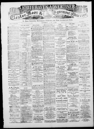 cover page of Whitehaven Advertiser and Cleator Moor and Egremont Observer published on April 1, 1905