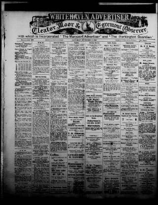 cover page of Whitehaven Advertiser and Cleator Moor and Egremont Observer published on November 2, 1912