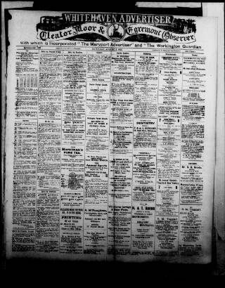 cover page of Whitehaven Advertiser and Cleator Moor and Egremont Observer published on August 2, 1913