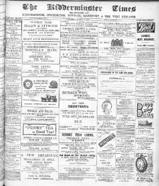 cover page of Kidderminster Times and Advertiser for Bewdley & Stourport published on August 2, 1902