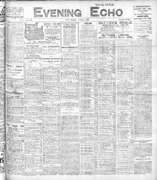 cover page of Evening Echo (Cork) published on August 2, 1909