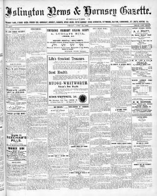 cover page of Islington News and Hornsey Gazette published on June 25, 1909