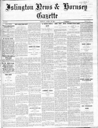 cover page of Islington News and Hornsey Gazette published on April 26, 1918