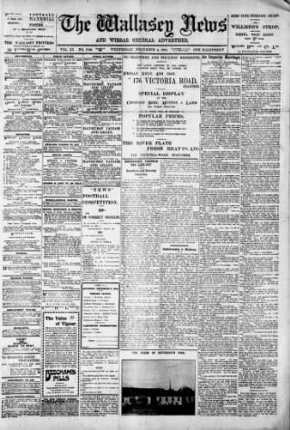 cover page of Wallasey News and Wirral General Advertiser published on November 2, 1910