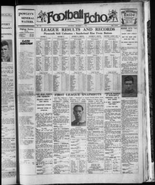 cover page of Football Echo (Sunderland) published on November 2, 1929