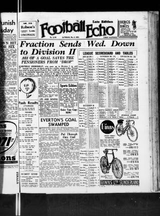 cover page of Football Echo (Sunderland) published on May 5, 1951