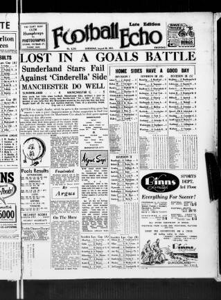 cover page of Football Echo (Sunderland) published on August 29, 1953