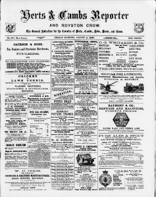 cover page of Herts & Cambs Reporter & Royston Crow published on August 2, 1889