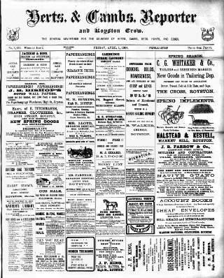 cover page of Herts & Cambs Reporter & Royston Crow published on April 1, 1904