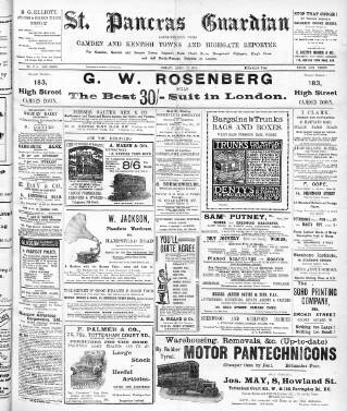 cover page of St. Pancras Guardian and Camden and Kentish Towns Reporter published on April 1, 1910