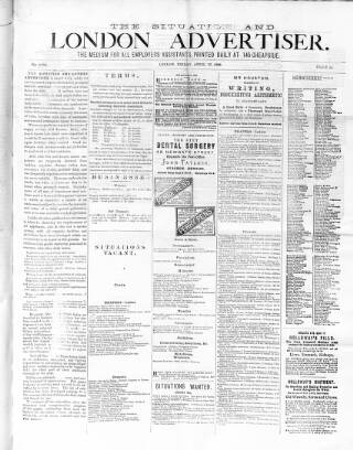 cover page of Situation and London Advertiser published on April 27, 1888