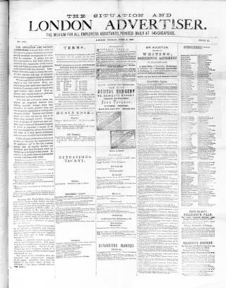 cover page of Situation and London Advertiser published on June 8, 1888