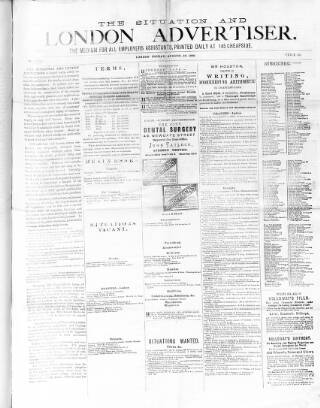 cover page of Situation and London Advertiser published on August 10, 1888