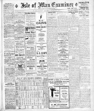 cover page of Isle of Man Examiner published on August 31, 1918