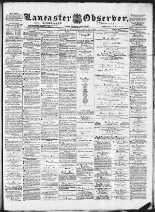 cover page of Lancaster Observer and Morecambe Chronicle published on June 13, 1879
