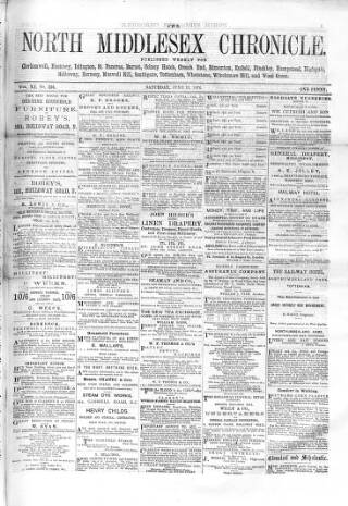 cover page of North Middlesex Chronicle published on June 13, 1874