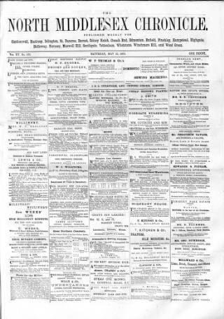 cover page of North Middlesex Chronicle published on May 22, 1875