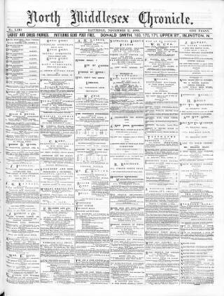 cover page of North Middlesex Chronicle published on November 2, 1889