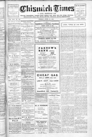 cover page of Chiswick Times published on June 13, 1913