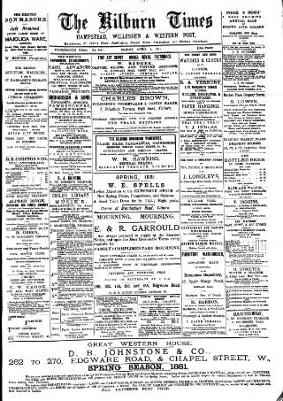 cover page of Kilburn Times published on April 1, 1881