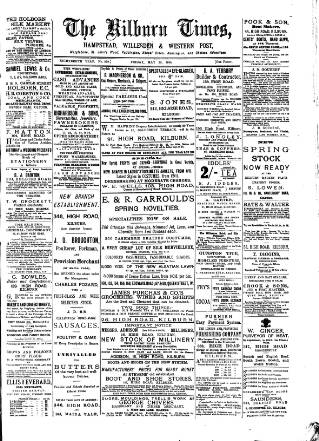 cover page of Kilburn Times published on May 22, 1885