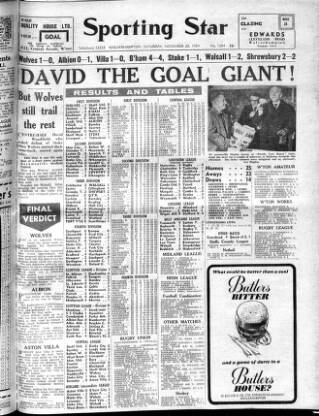 cover page of Sporting Star (Wolverhampton) published on November 28, 1964