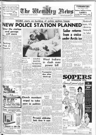 cover page of Wembley News published on April 12, 1963