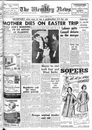 cover page of Wembley News published on April 19, 1963