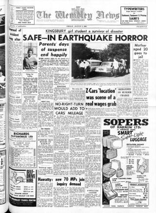 cover page of Wembley News published on August 2, 1963