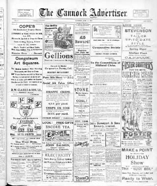 cover page of Cannock Advertiser published on June 16, 1923