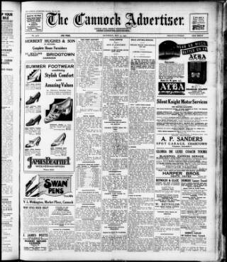 cover page of Cannock Advertiser published on May 22, 1937