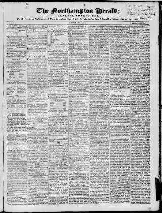 cover page of Northampton Herald published on April 1, 1843