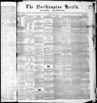 cover page of Northampton Herald published on April 1, 1854