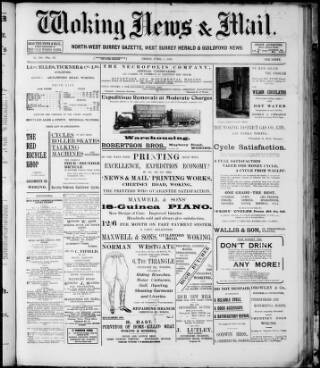 cover page of Woking News & Mail published on April 1, 1910