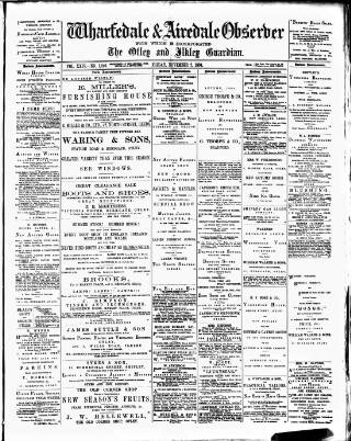 cover page of Wharfedale & Airedale Observer published on November 2, 1894
