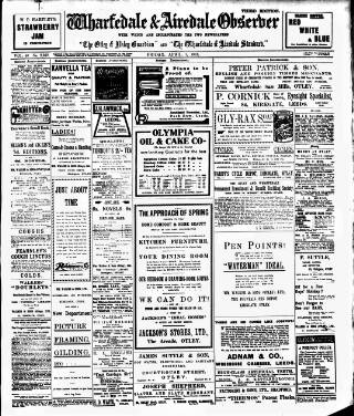 cover page of Wharfedale & Airedale Observer published on April 1, 1910