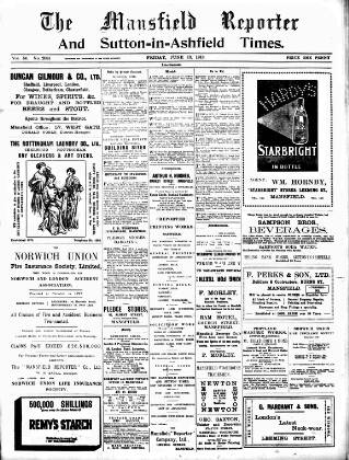 cover page of Mansfield Reporter published on June 13, 1913