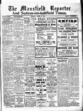 cover page of Mansfield Reporter published on April 1, 1921