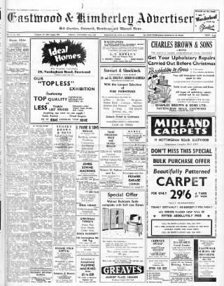 cover page of Eastwood & Kimberley Advertiser published on November 27, 1964