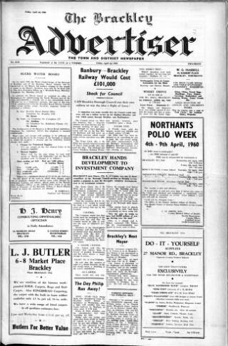 cover page of Brackley Advertiser published on April 1, 1960