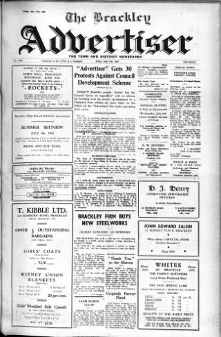 cover page of Brackley Advertiser published on June 17, 1960