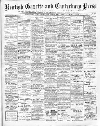 cover page of Kentish Gazette published on April 1, 1916