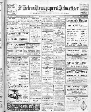 cover page of St. Helens Newspaper & Advertiser published on June 13, 1916