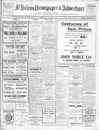 cover page of St. Helens Newspaper & Advertiser published on August 2, 1918