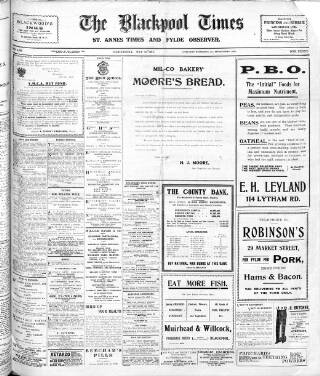 cover page of Blackpool Times published on May 22, 1918