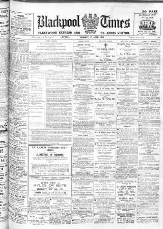 cover page of Blackpool Times published on April 13, 1933