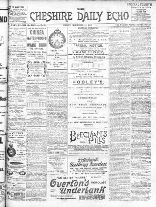 cover page of Cheshire Daily Echo published on December 13, 1901