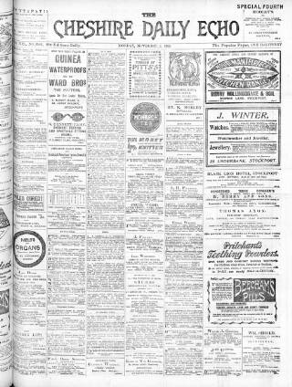 cover page of Cheshire Daily Echo published on November 2, 1903