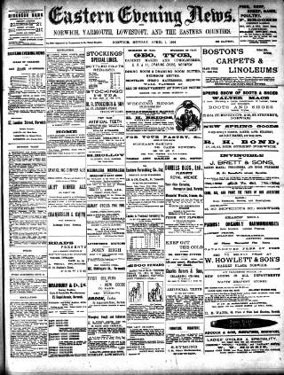 cover page of Eastern Evening News published on April 1, 1901