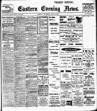 cover page of Eastern Evening News published on June 13, 1906